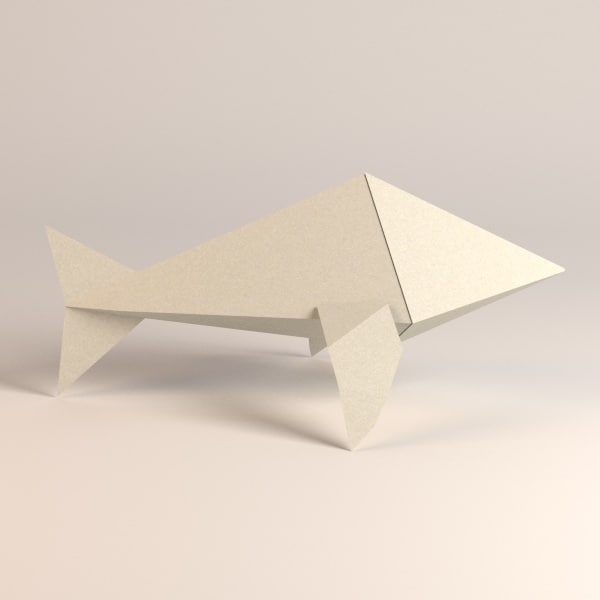 paper whale 3d model - origami animal8 by bescec